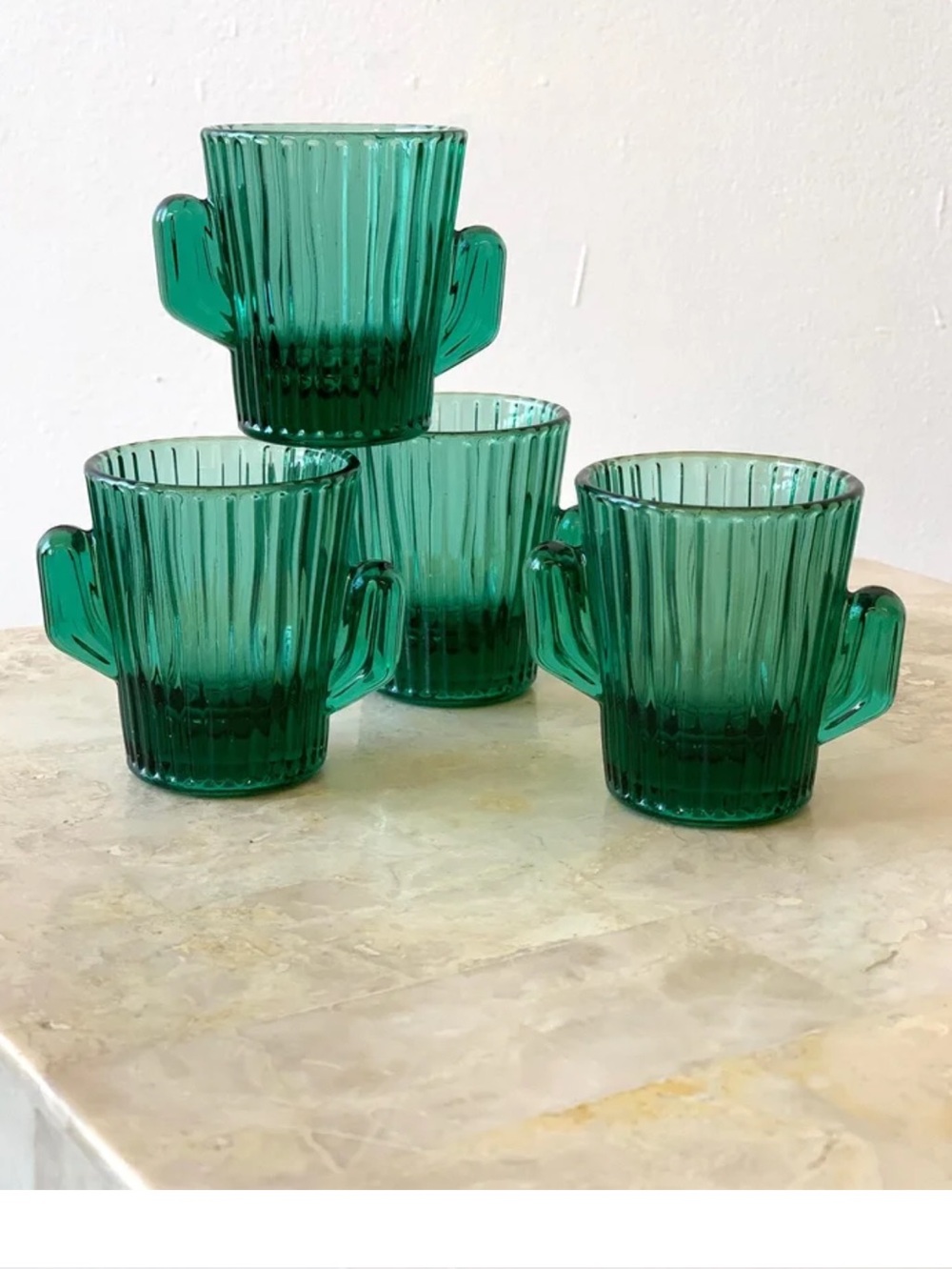 VTG Libbey Cactus Shot Glasses Ribbed Texture, 1oz capacity.